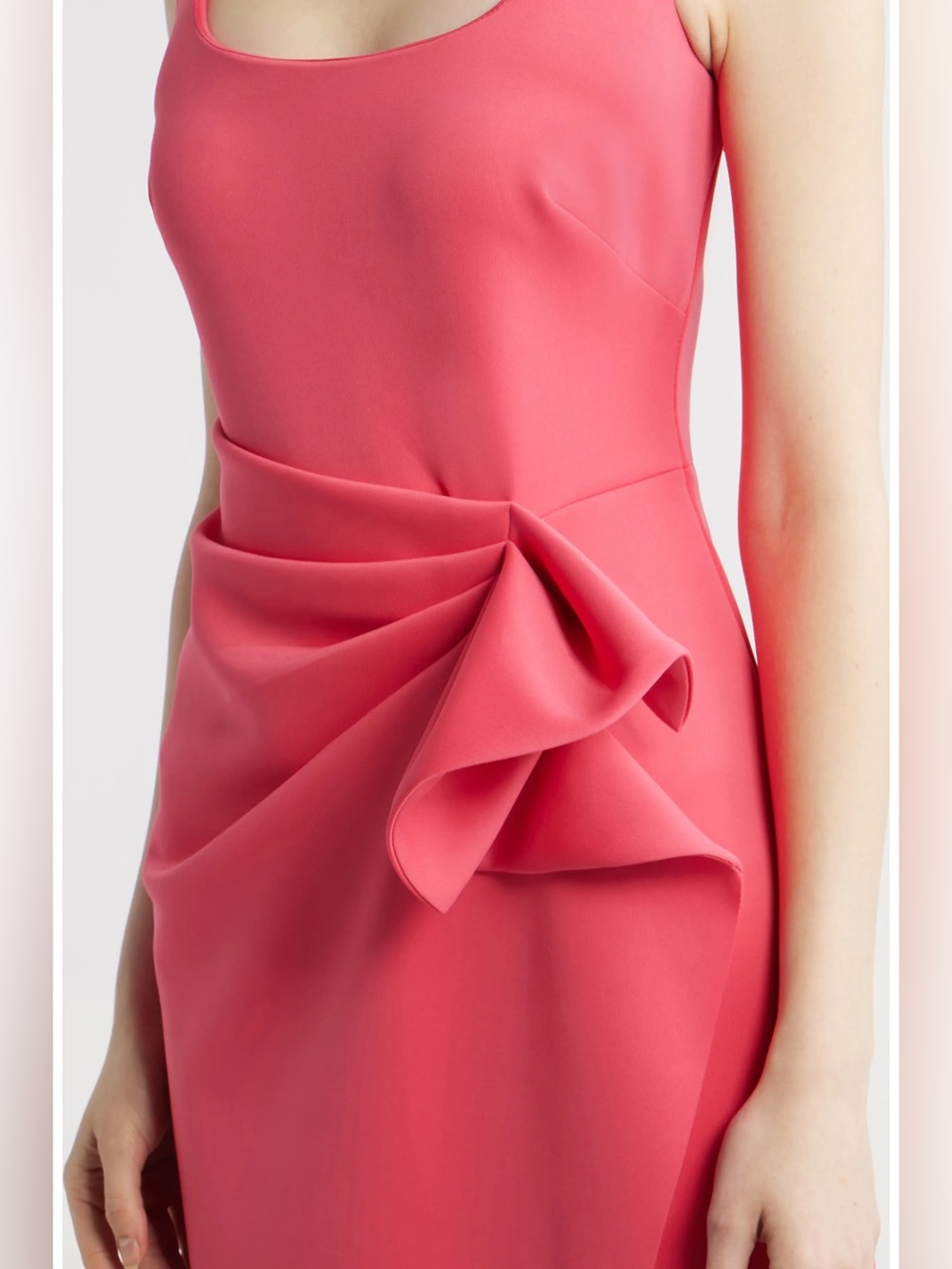 Vince Camuto Coral Pink Sleeveless Draped Column Dress - Picture 4 of 6